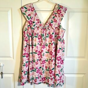 ARULA Dress White Multicolor Floral Babydoll Shirt Dress Size A (14/16W)